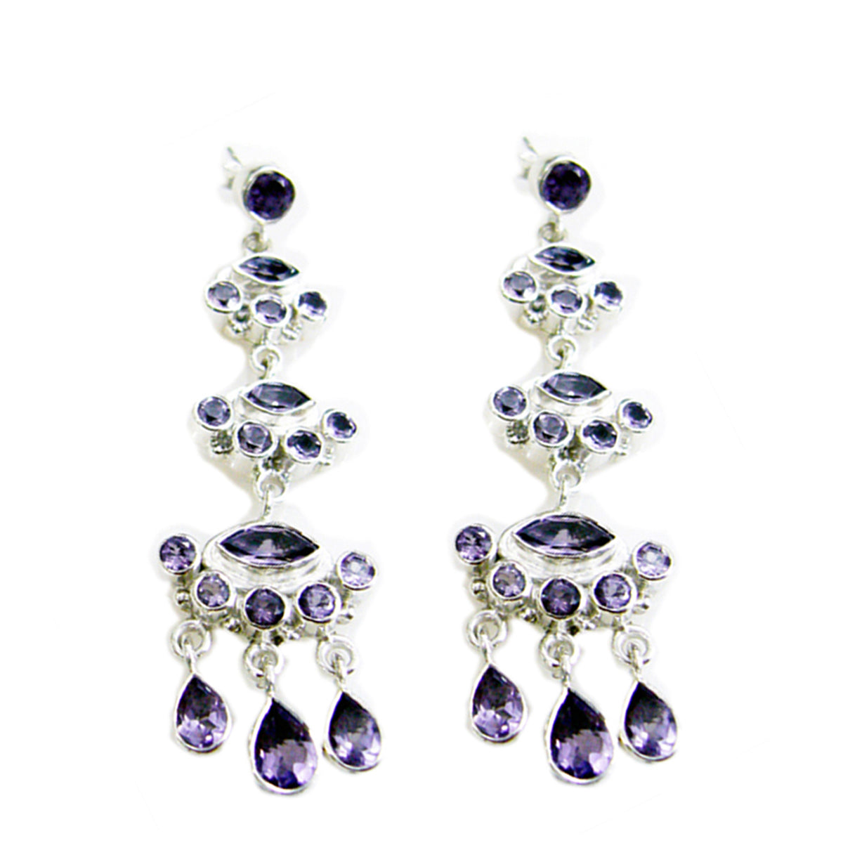 Aaliyah Purple Tiny multiple Stud Earring Amethyst Purple Stud