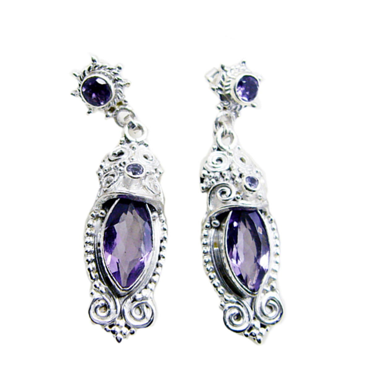 Abigail Purple Minimal multiple Stud Earring Amethyst Purple Stud