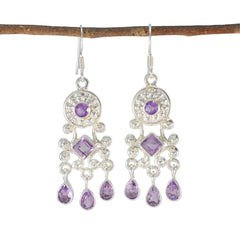 Anna Purple Edgy multiple Dangle Earring Amethyst Purple Dangle