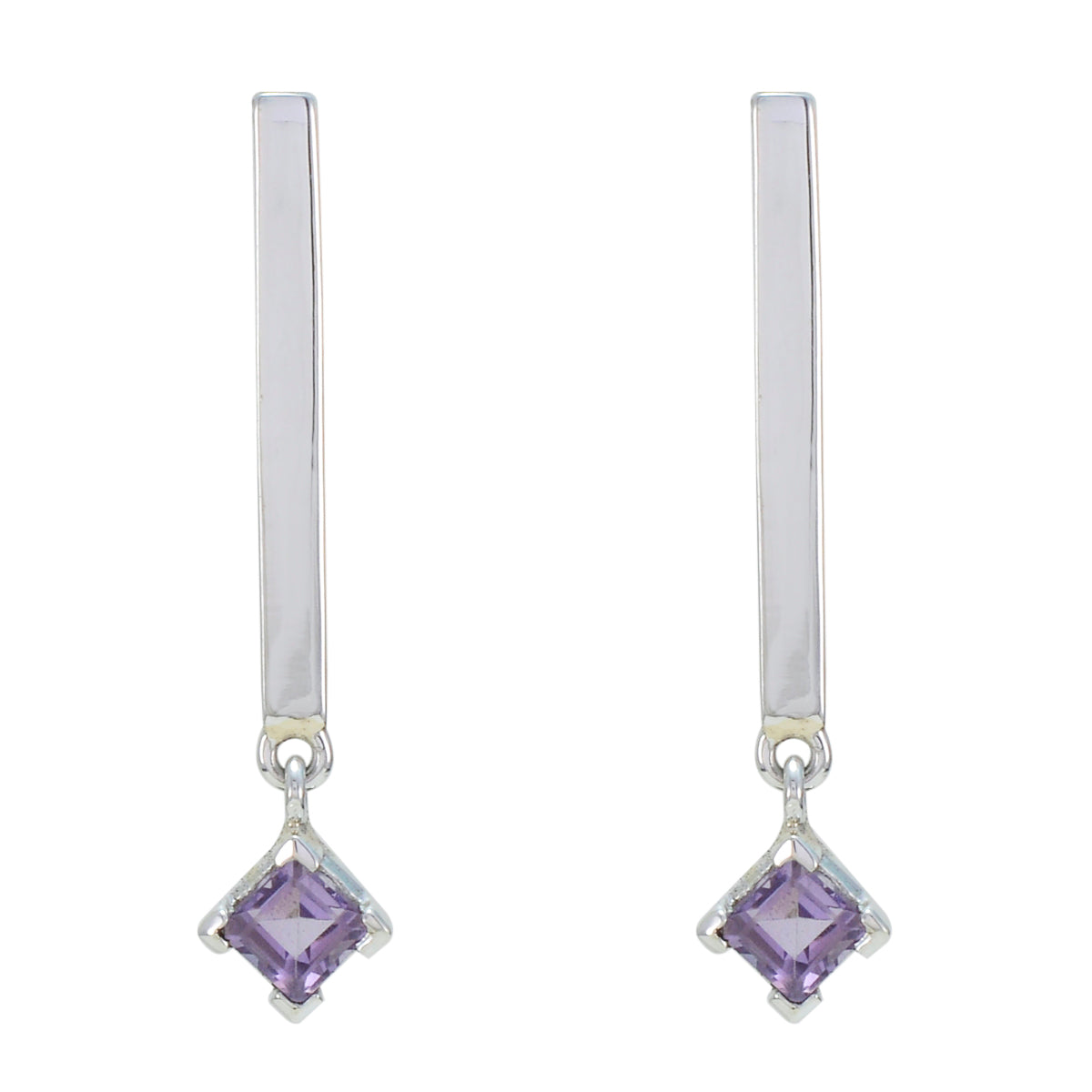 Mila Purple Whisper thin Solitaire Stud Earring Amethyst Purple Stud
