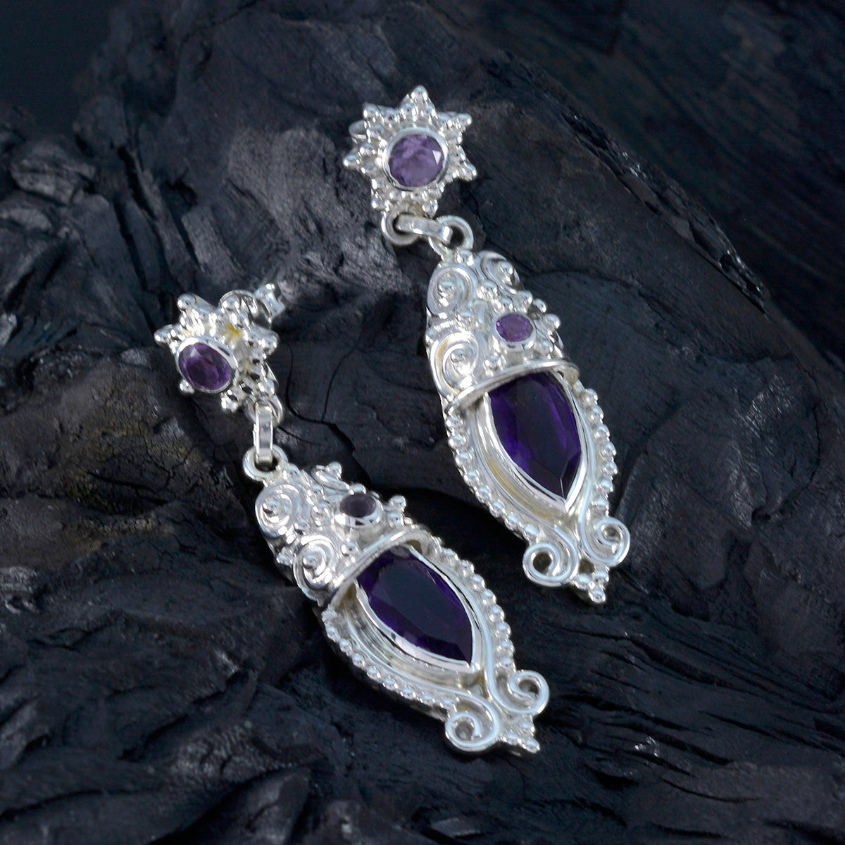 Natalie Purple Statement Trilogy Stud Earring