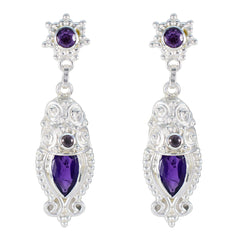 Natalie Purple Statement Trilogy Stud Earring Amethyst Purple Stud
