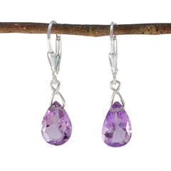 Eliza Purple Minimalist multiple Dangle Earring Amethyst Purple Dangle