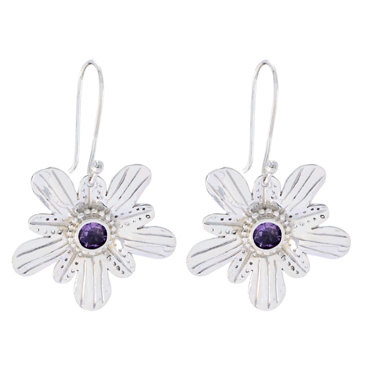 Ella Purple Mid weight Solitaire Dangle Earring Amethyst Purple Dangle