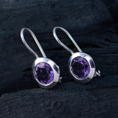 Ellie Purple Dainty Solitaire Dangle Earring