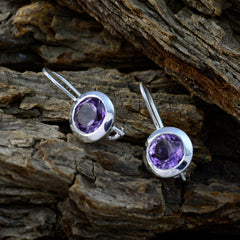 Ellie Purple Dainty Solitaire Dangle Earring