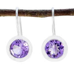 Ellie Purple Dainty Solitaire Dangle Earring Amethyst Purple Dangle