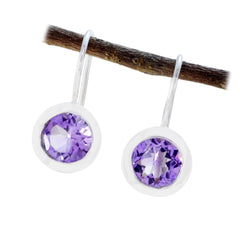 Ellie Purple Dainty Solitaire Dangle Earring