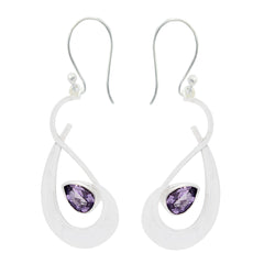 Clara Purple Featherlight Solitaire Dangle Earring Amethyst Purple Dangle