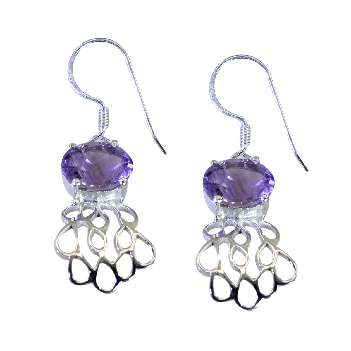 Stella Purple Dainty Solitaire Dangle Earring Amethyst Purple Dangle