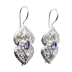 Violet Purple Tiny Solitaire Dangle Earring