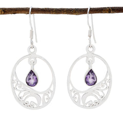 Emma Purple Featherlight Solitaire Dangle Earring Amethyst Purple Dangle
