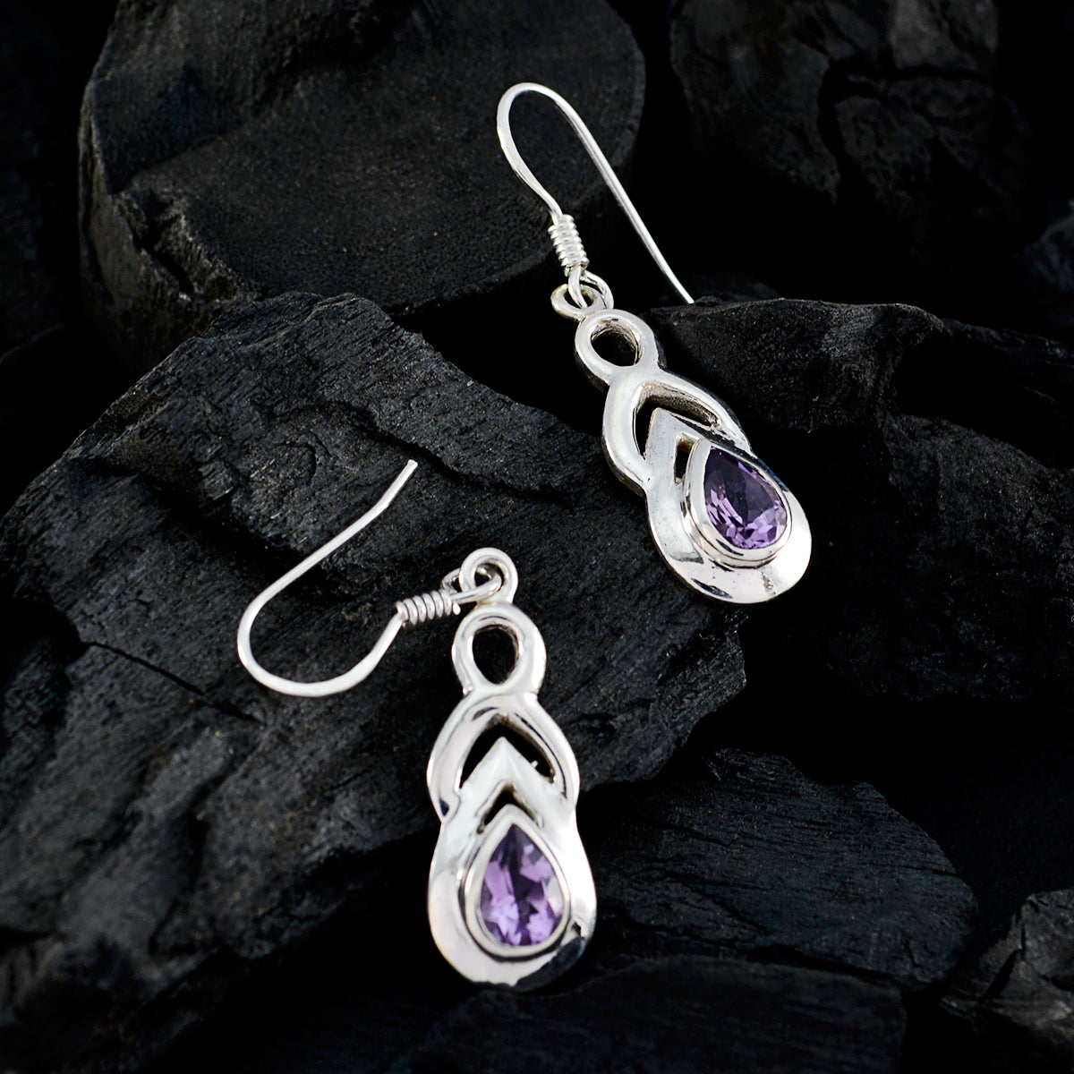 Eva Purple Whisper thin Solitaire Dangle Earring