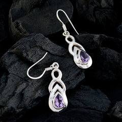 Eva Purple Whisper thin Solitaire Dangle Earring