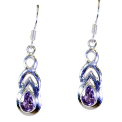 Eva Purple Whisper thin Solitaire Dangle Earring