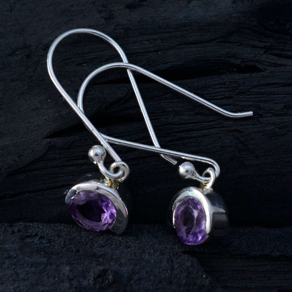 Agnes Purple Dainty Solitaire Dangle Earring