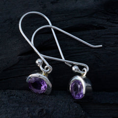 Agnes Purple Dainty Solitaire Dangle Earring