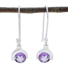 Agnes Purple Dainty Solitaire Dangle Earring Amethyst Purple Dangle
