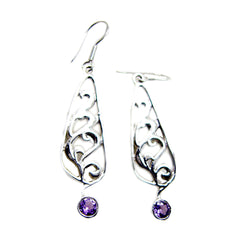 Genesis Purple Dainty Solitaire Dangle Earring Amethyst Purple Dangle