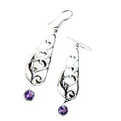 Genesis Purple Dainty Solitaire Dangle Earring