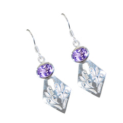 Grace Purple Dainty Solitaire Dangle Earring