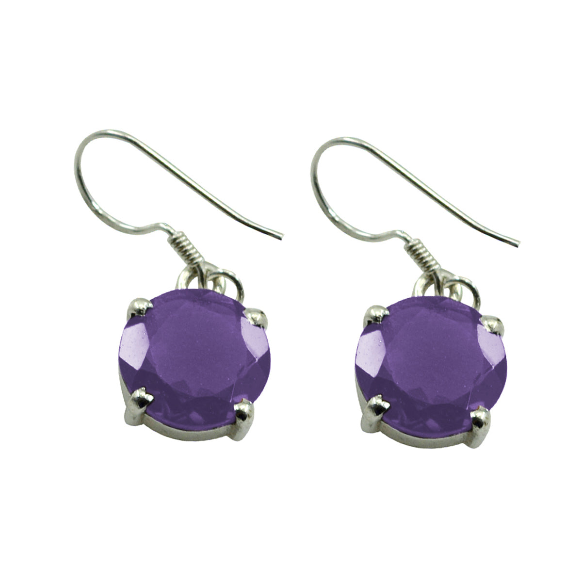 Bella Purple Slim Solitaire Dangle Earring Amethyst Purple Dangle