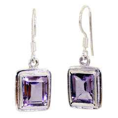 Hannah Purple Tiny Solitaire Dangle Earring Amethyst Purple Dangle