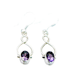 Harper Purple Delicate Solitaire Dangle Earring Amethyst Purple Dangle