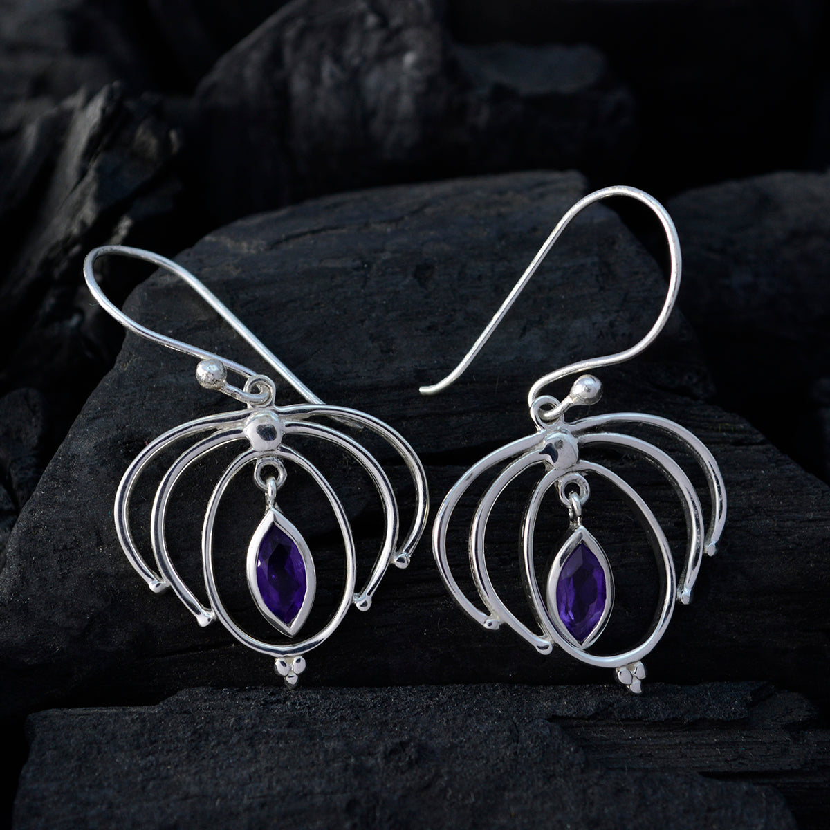 Hazel Purple Featherlight Solitaire Dangle Earring