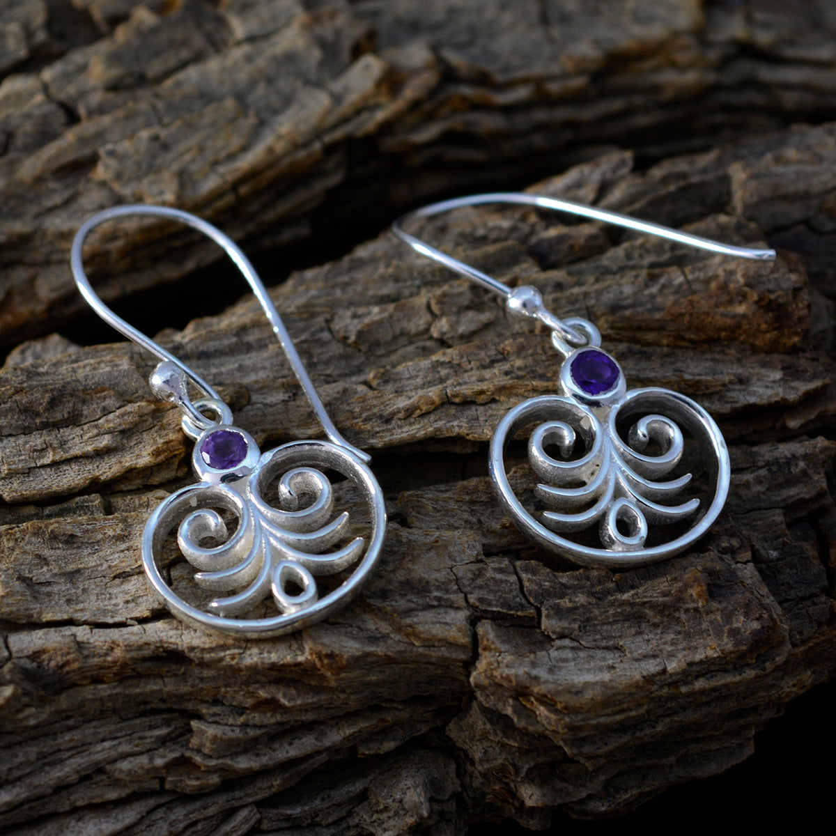Ida Purple Dainty Solitaire Dangle Earring