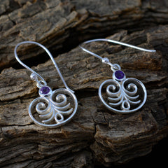 Ida Purple Dainty Solitaire Dangle Earring