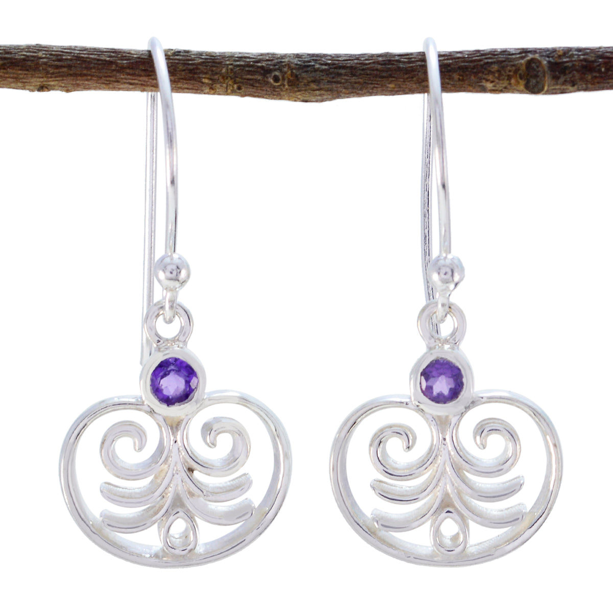 Ida Purple Dainty Solitaire Dangle Earring Amethyst Purple Dangle