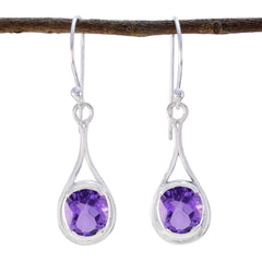 Ines Purple Whisper thin Solitaire Dangle Earring Amethyst Purple Dangle