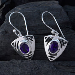 Inès Purple Slim Solitaire Dangle Earring