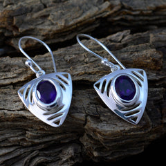 Inès Purple Slim Solitaire Dangle Earring