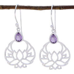 Isabel Purple Featherlight Solitaire Dangle Earring Amethyst Purple Dangle