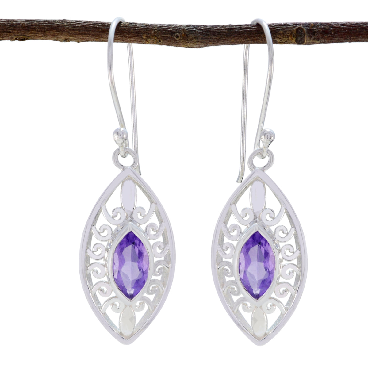 Isabella Purple Featherlight Solitaire Dangle Earring Amethyst Purple Dangle
