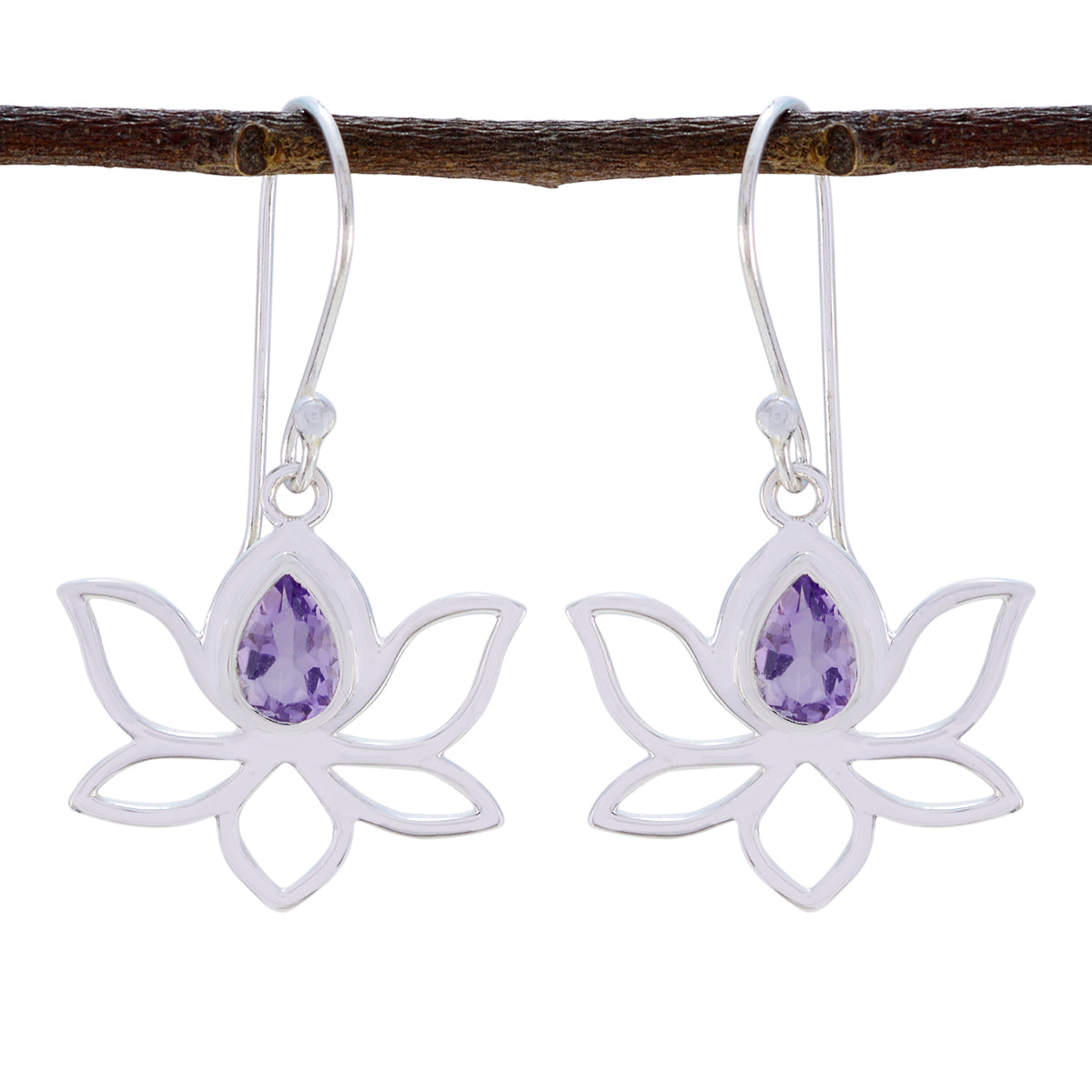 Isabelle Purple Dainty Solitaire Dangle Earring Amethyst Purple Dangle