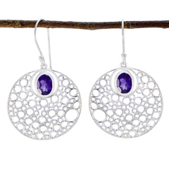 Isla Purple Edgy Solitaire Dangle Earring Amethyst Purple Dangle