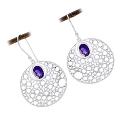 Isla Purple Edgy Solitaire Dangle Earring
