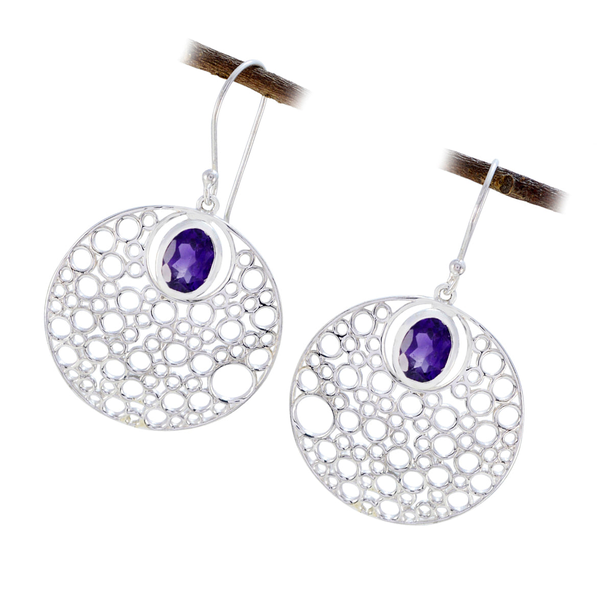 Isla Purple Edgy Solitaire Dangle Earring
