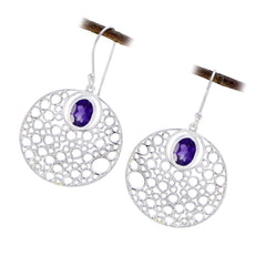 Isla Purple Edgy Solitaire Dangle Earring