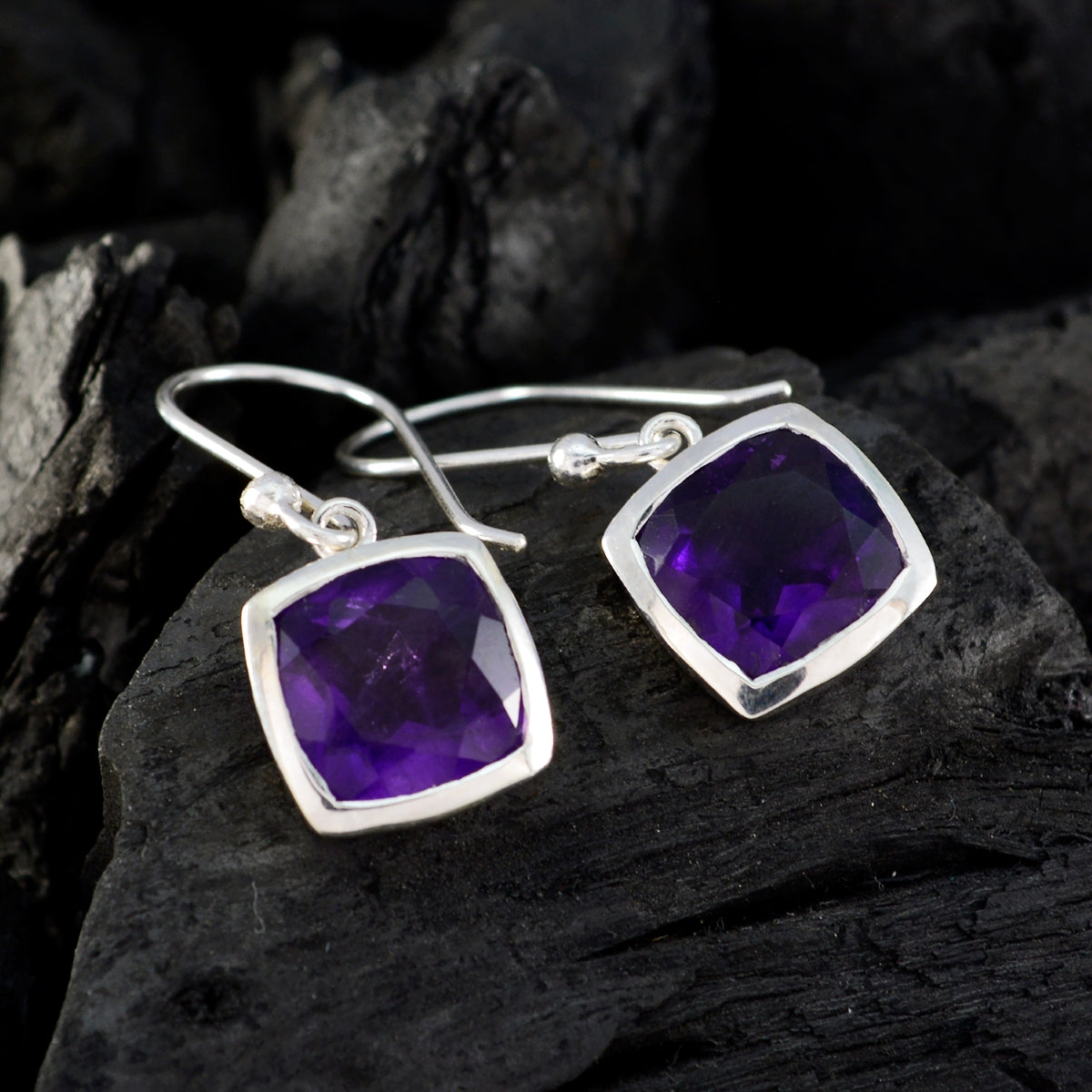 Josephine Purple Whisper thin Solitaire Dangle Earring