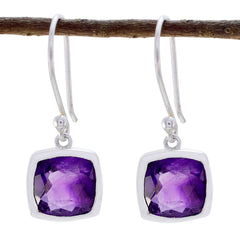Josephine Purple Whisper thin Solitaire Dangle Earring Amethyst Purple Dangle