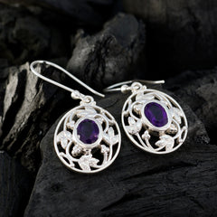 Isabel Purple Classic Solitaire Dangle Earring