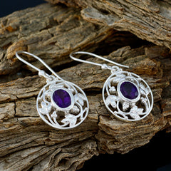 Isabel Purple Classic Solitaire Dangle Earring