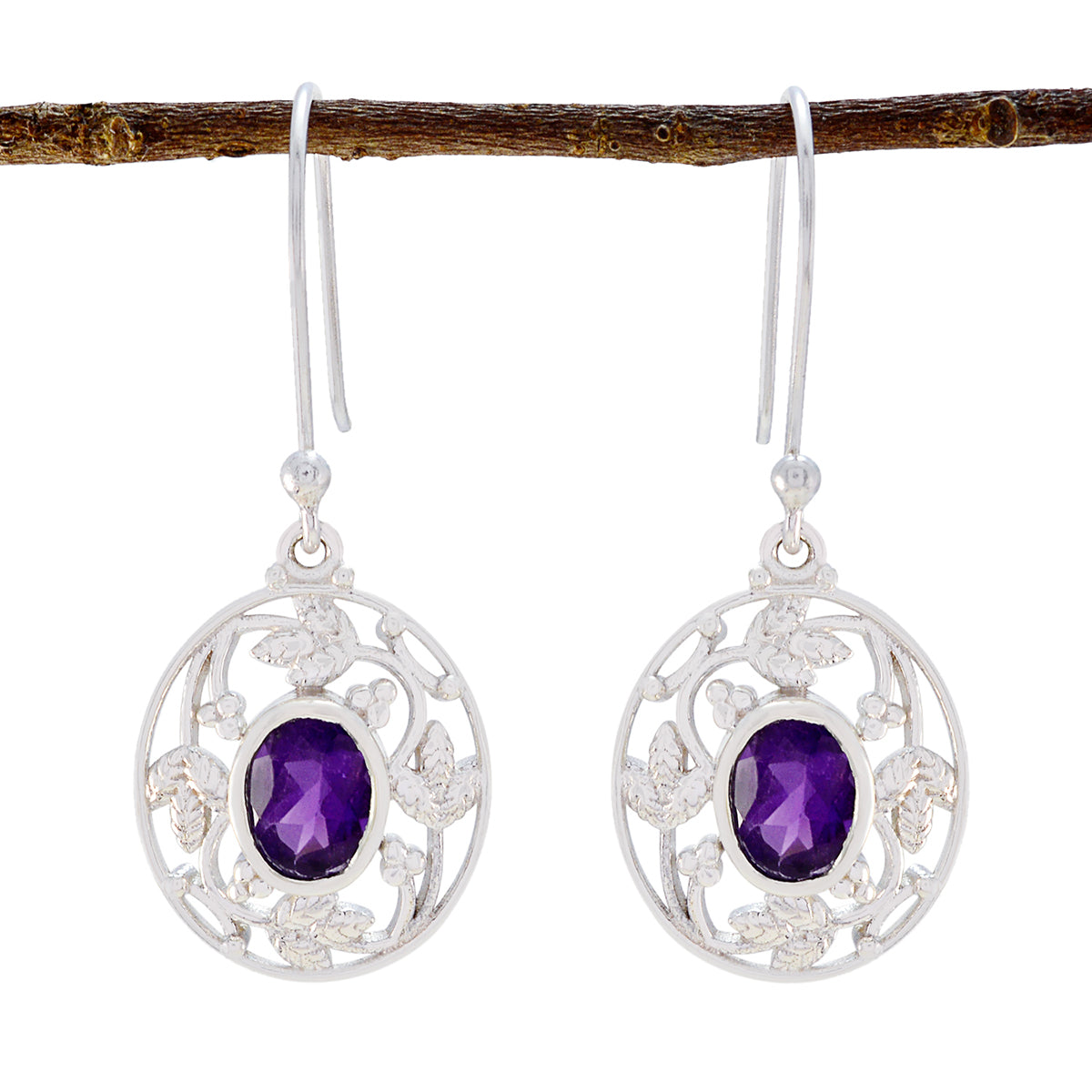 Isabel Purple Classic Solitaire Dangle Earring Amethyst Purple Dangle