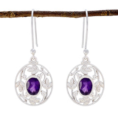 Isabel Purple Classic Solitaire Dangle Earring Amethyst Purple Dangle