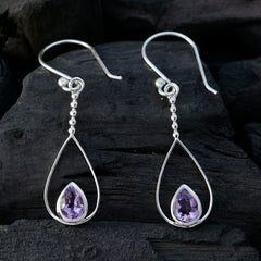 Katarina Purple Dainty Solitaire Dangle Earring