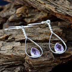 Katarina Purple Dainty Solitaire Dangle Earring